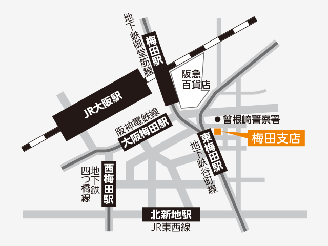 東京スター銀行 梅田支店ファイナンシャル・ラウンジ 地図